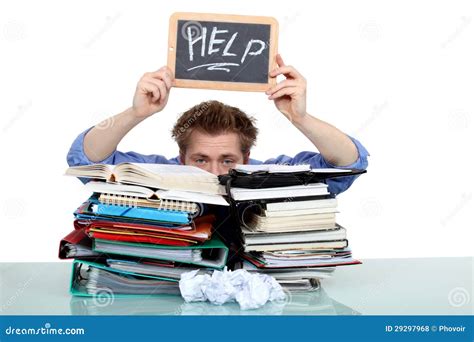 Man Asking For Help Stock Photo Image Of Paperwork Label 29297968