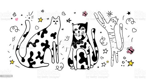 Universal Seamless Cute Pattern With Cats Stock Illustration Download