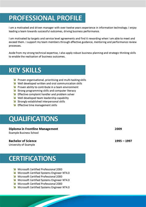 Just stick to the advised personal profile structure and you're onto a winner. profile resume samples cover letter examples profiles writing statement personal | Professional ...