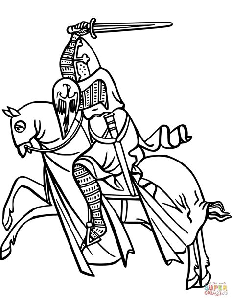 Coloring pages knights on horses. Knight on Horse coloring page | Free Printable Coloring Pages