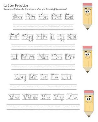follow  arrows letter formation practice sheets