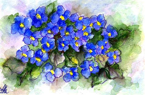 Violets Of Blue Painting By Lila Van Pelt Fine Art America