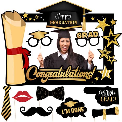 Buy Graduation Photo Booth Props Black And Gold Graduation Party