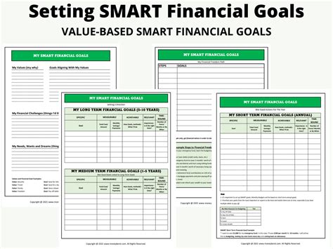 Printable Smart Financial Goal Templates Financial Goals Etsy