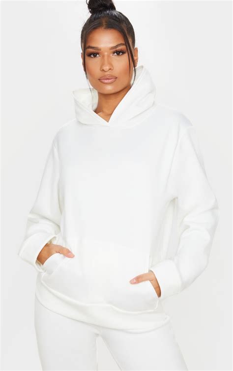White Fleece Hoodie Two Piece Sets Prettylittlething Ca
