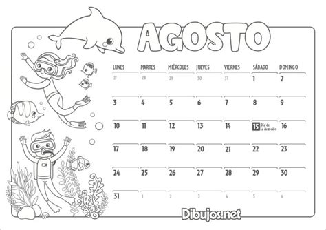 Calendario Mes De Agosto Para Completar Y Colorear Dibujo Views