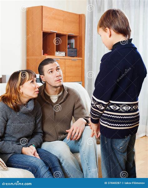 Serious Parents Scolding Son Stock Image Image Of Person Female