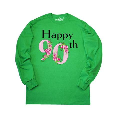 Inktastic Happy 90th Birthday With Roses Long Sleeve T Shirt