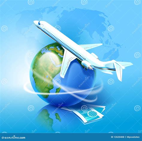 Airplane And The Globe Stock Illustration Illustration Of Earth 12620408
