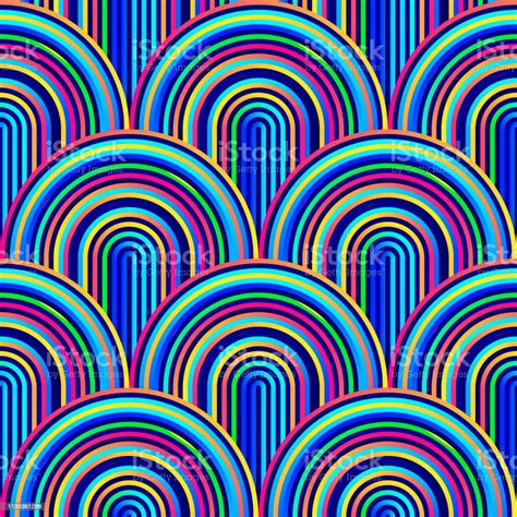 Crazy Curves Tangled Geometric Pattern With Bright Neon Colors Stock