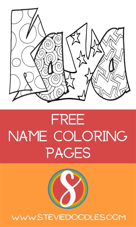 Kaya Free Name Coloring Page — Stevie Doodles