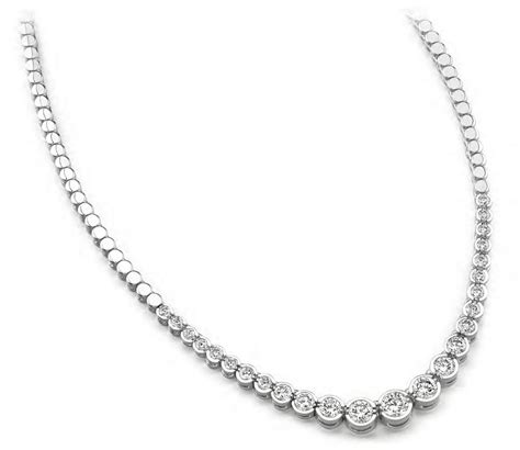 400 Carat Round Cut Diamond Graduated Tennis Necklace 14k White Gold