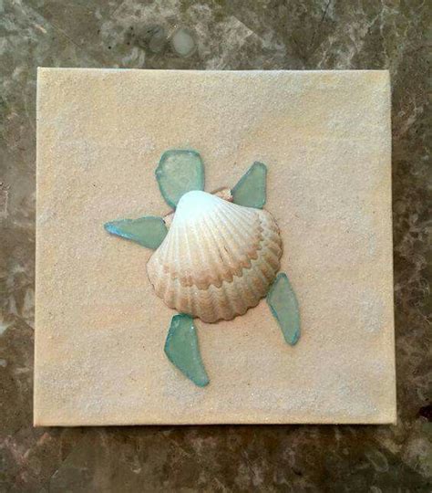 Easy Diy Sea Turtle Made From Shell And Sea Glass Sea Glass Crafts