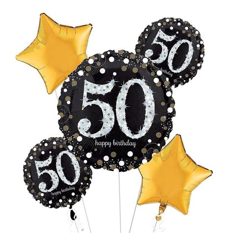 50th Birthday Balloon Bouquet 5pc Sparkling Celebration 50th