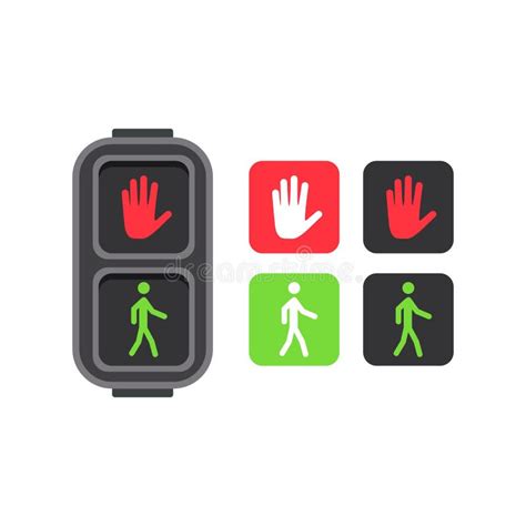 Illustration Vector Graphic Pedestrian Traffic Light With Red Hand And