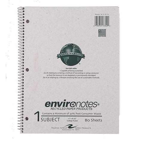Environotes Recycled 1 Subject 80ct Spiral Notebook Ucla Store