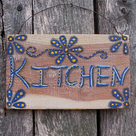 Kitchen spoons herbs spices cafe restaurant canvas wall art artwork print. primitive folk art blue & yellow kitchen sign farmhouse ...