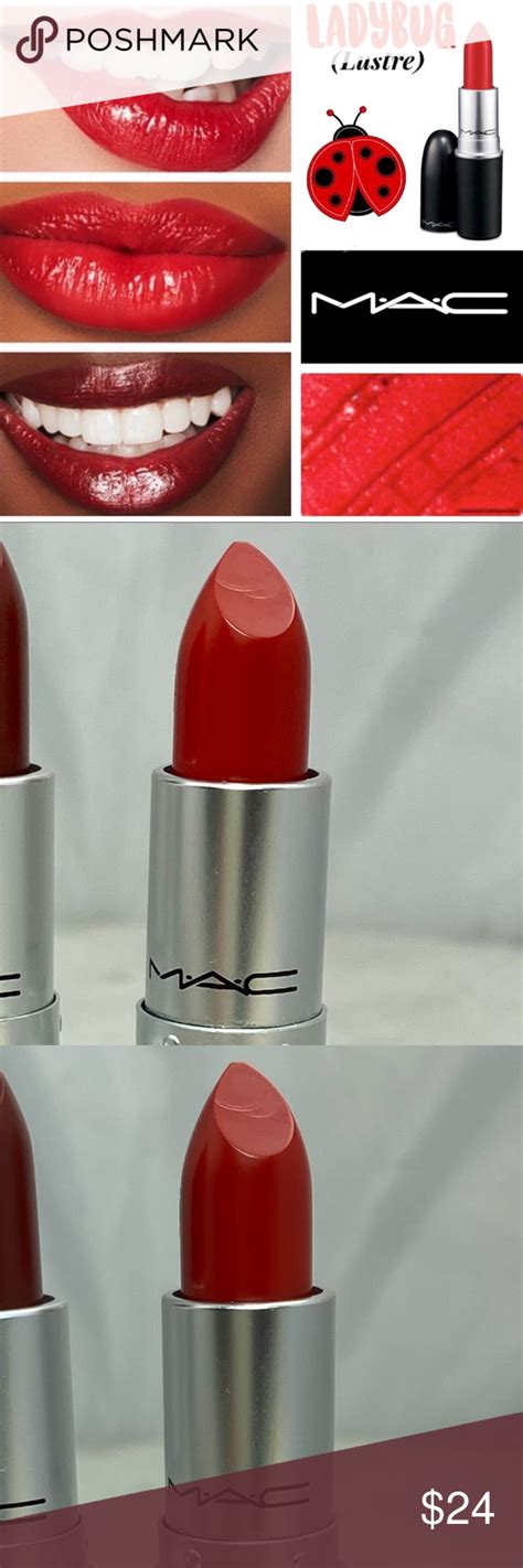 Mac Lustre Lip Care Lipstick Lady Bug Med Dark Red Lip Care Metallic