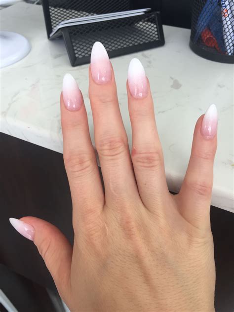French Ombr Almond Shaped Faded Nails French Fade Nails Almond