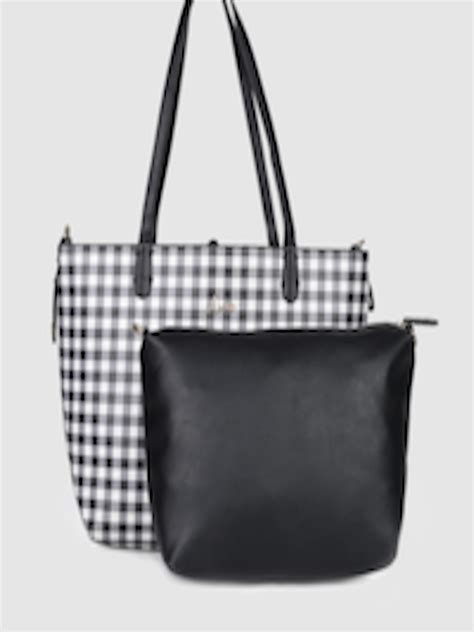 Buy Lavie White And Black Checked Tote Bag Handbags For Women 11057364