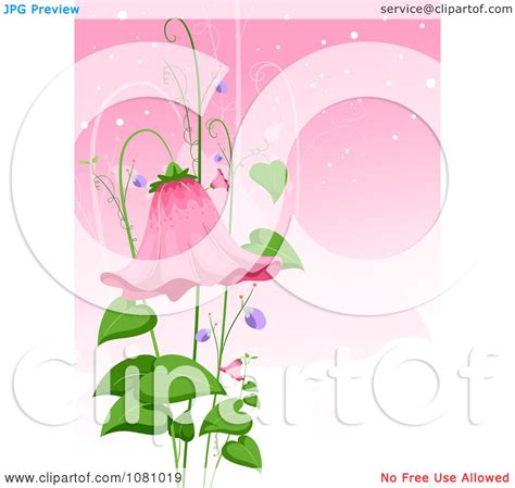 Clipart Bell Flower And Leaves Over Pink Royalty Free Vector