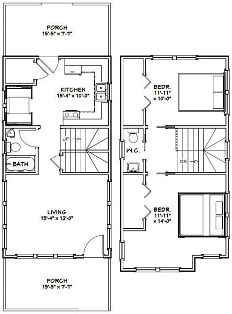 Two Story House Plans With One Bedroom And An Open Floor Plan For The