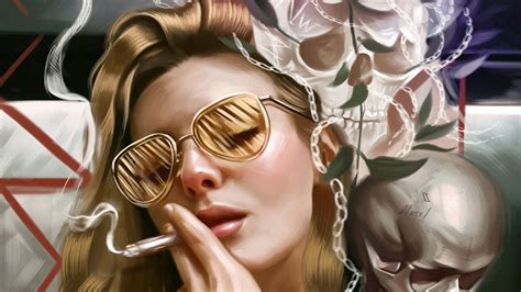 Girl Smoking Glasses Wallpaperhd Fantasy Girls Wallpapers4k