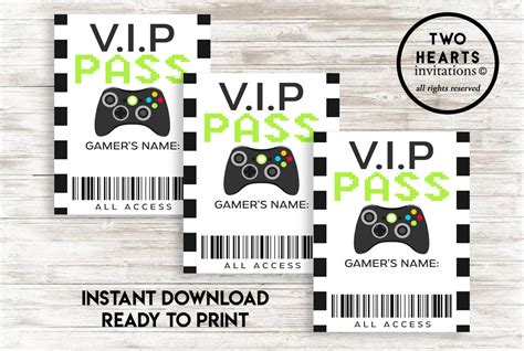 Vip Pass Digital Instant Download Gamer Gaming Game Truck Etsy