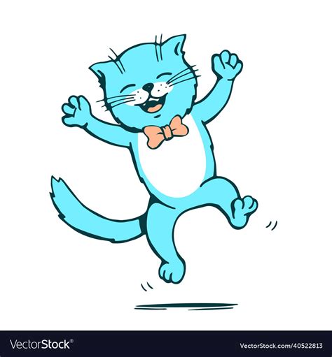 Cartoon Cat With Bow Tie Jumping With Happiness Vector Image