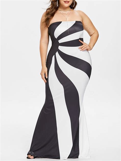 [31 off] plus size two tone strapless maxi dress rosegal