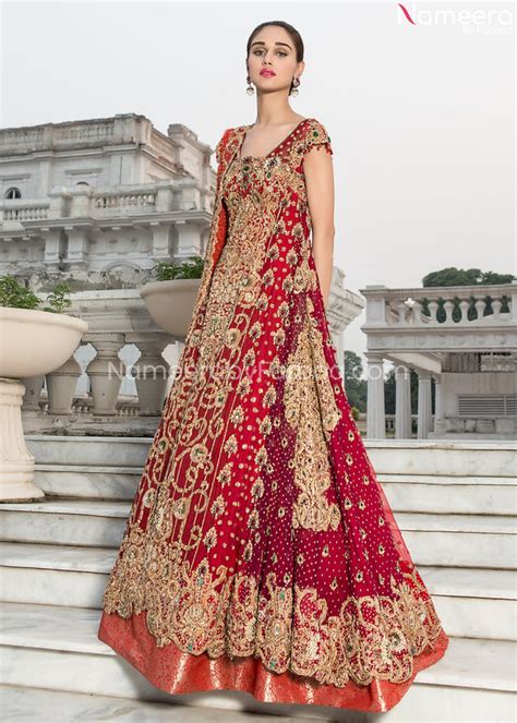 Buy Elegant Latest Pakistani Red Wedding Dress Online 2021 Nameera By