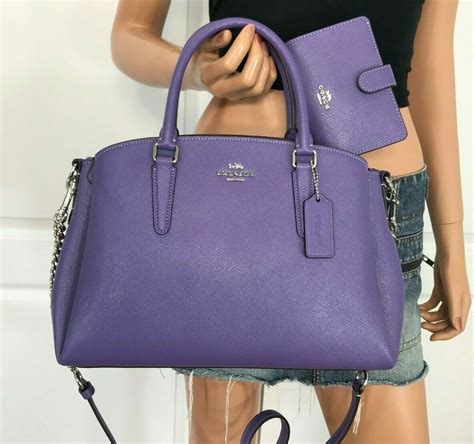 Coach F28976 Signature Light Purple Leather Sage Handbag Bag Authentic