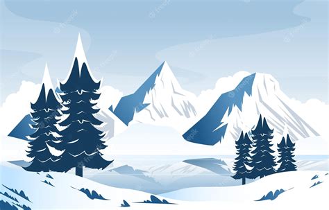 Premium Vector Snow Pine Peak Mountain Frozen Ice Nature Landscape