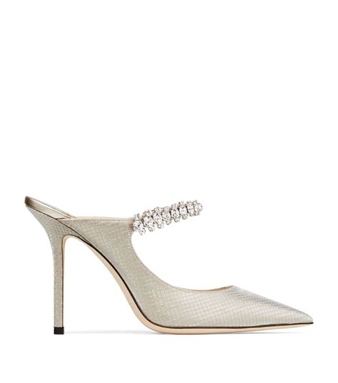 Jimmy Choo Bing 100 Metallic Mules Harrods Pt