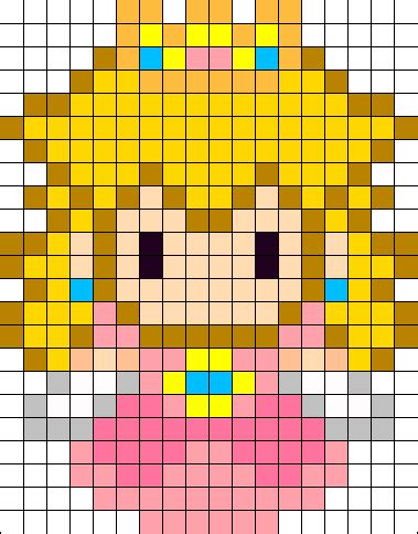 Princess Peach Sprite Kandi Pattern Pixel Art Grid Easy Pixel Art