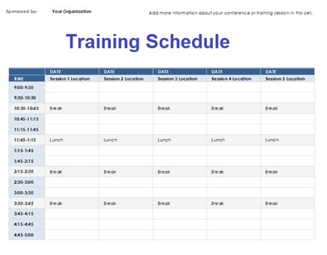 Training Schedule Sample Format Best Of Document Template