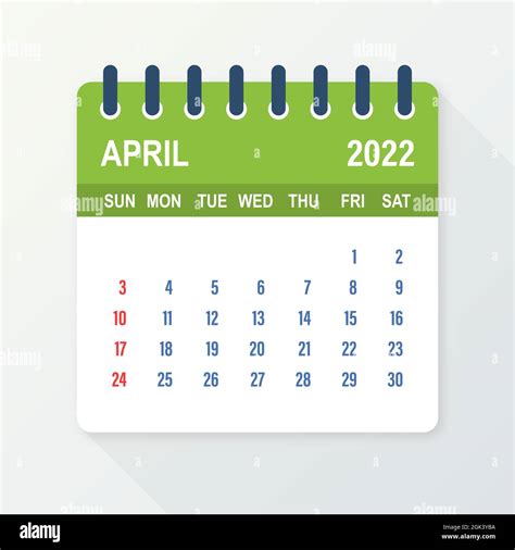 Abril 2022 Hoja Calendario Calendario 2022 En Estilo Plano