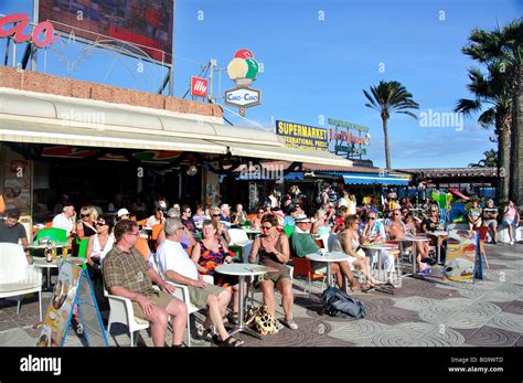 Outdoor Cafes On Beach Promenade Playa Del Ingles San Bartolome De Tirajana Municipality Gran