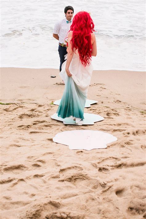 couple brings a little mermaid themed wedding to life