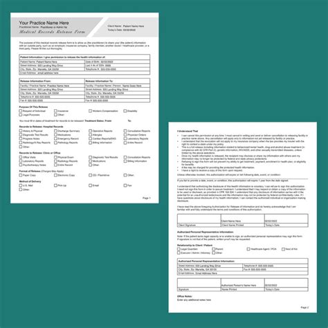 Medical Records Release Form Editable Fillable Pdf Etsy