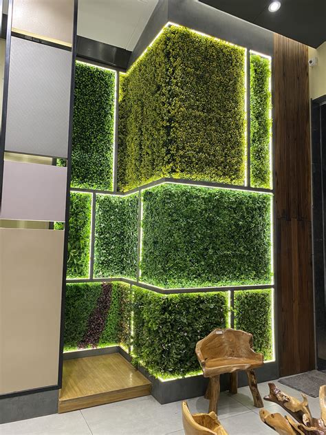 Green Wall Showroom Staircaseaeconsiteinteriorsgreenerygrass
