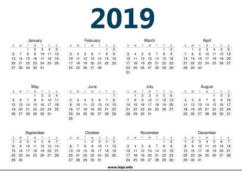 A4 2019 Calendar Printable Gambaran