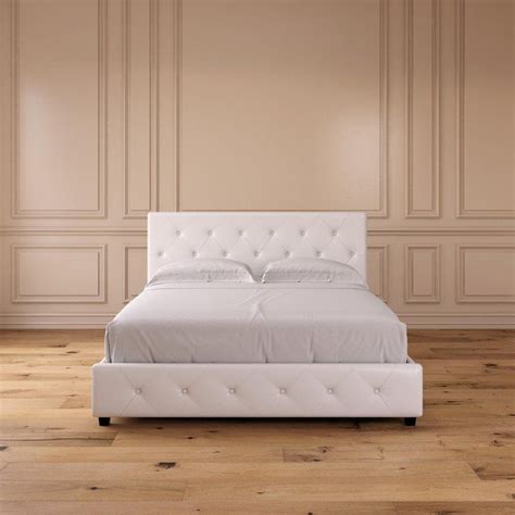 Dhp Dakota Upholstered Platform Bed Queen Size Frame White Walmart