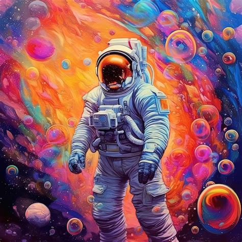Premium Ai Image Astronaut In Colorful Space Abstract Space Art