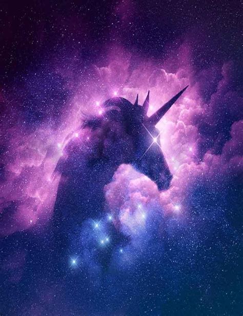 Unicorn Silhouette In Galaxy Nebula Cloud Photography Backdrop J 0196