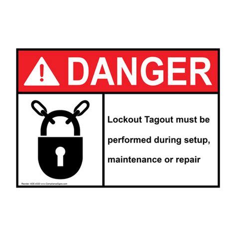 Danger Sign Lockout Tagout Setup Maintenance Repair Sign Ansi