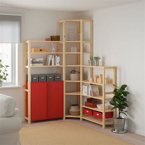 Corner shelf design best 25 corner wall shelves ideas on pinterest. IKEA - IVAR Corner shelf unit w cabinet/drawers pine, red ...