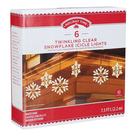 Holiday Time Clear Snowflake Icicle Christmas Lights Set 6 6 Count