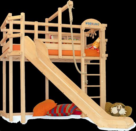 Childrens Adventure Loft Bed With Slide Rope Swing Climbing Wall And