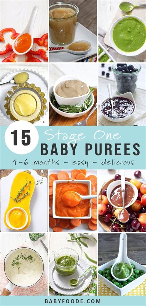 Introduce starter foods, such as mashed avocado and pureed banana, applesauce, squash and sweet potatoes. 15 Stage One Baby Food Purees (4-6 Months) - Baby Foode ...